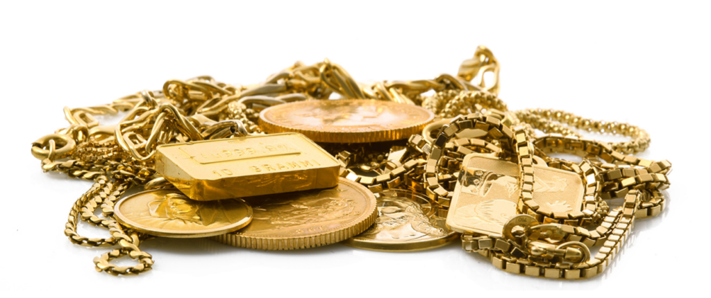 immagine che rappresenta vari oggetti d'oro